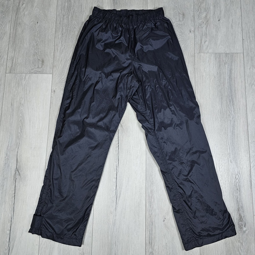 Columbia Rain Pants Mens Large Black Nylon Packable Mesh Lined Ankle Zip Strap